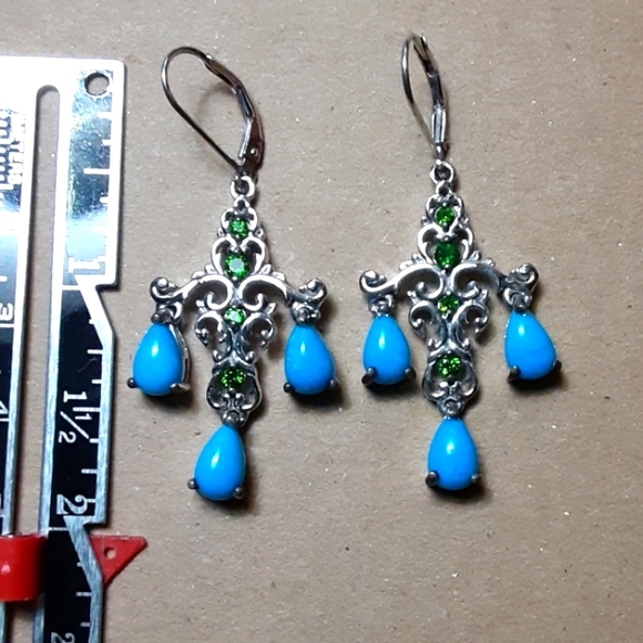 CLOSEOUT, 925 Sleeping Beauty Turquoise & Russian Diopside. FIRM. - Picture 3 of 9